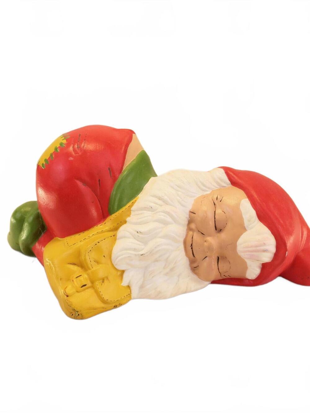 Hand Painted Ceramic Sleeping Garden Gnome Figurine